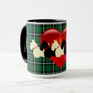 Tasse Silhouette écossaise Terrier, Kelly plaid vert