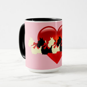 Tasse Silhouette noire écossaise Terrier, rose zazzle