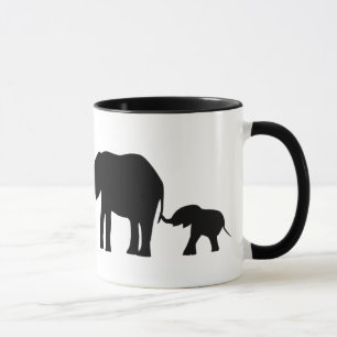 Tasse Silhouettes de 3 éléphants tenant des queues