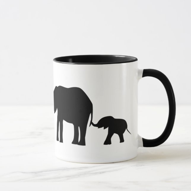 Tasse Silhouettes de 3 éléphants tenant des queues (Droite)
