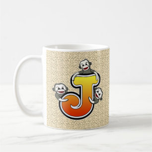 Tasse Singe Chaussette Monogramme J