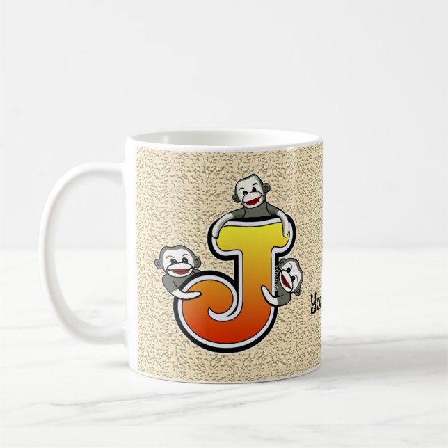 Tasse Singe de Chaussette Monogramme J (Gauche)