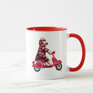 Tasse Singe de chaussette sur le vélomoteur de rouge