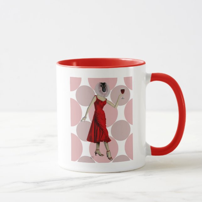 Tasse Singe en Robe Rouge avec vin (Droite)