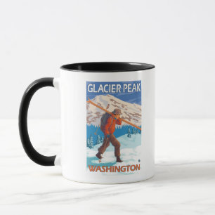 Tasse Skier transportant ski de neige - Glacier Peak, WA