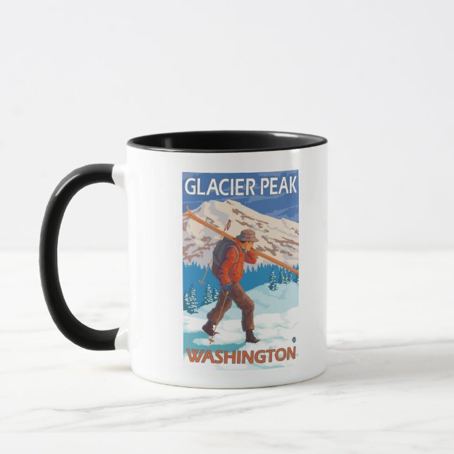 Tasse Skier transportant ski de neige - Glacier Peak, WA (Gauche)
