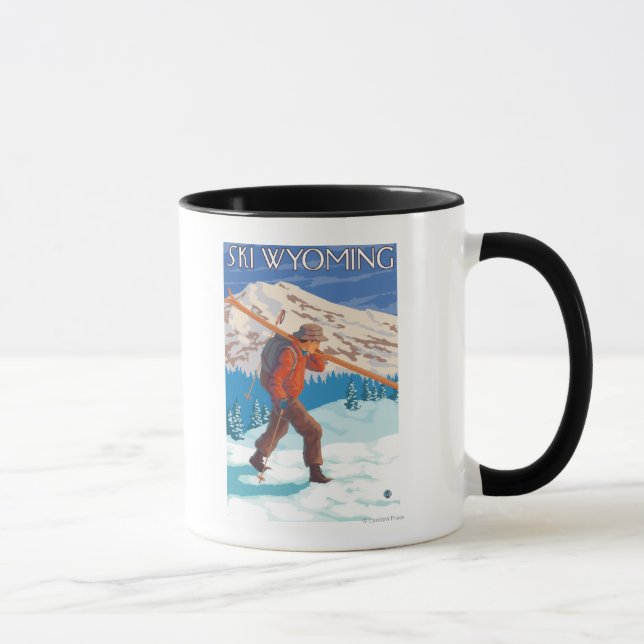 Tasse Skier transportant ski de neige - Wyoming (Droite)