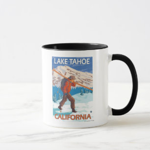 Tasse Skis de transport de neige de skieur - le lac