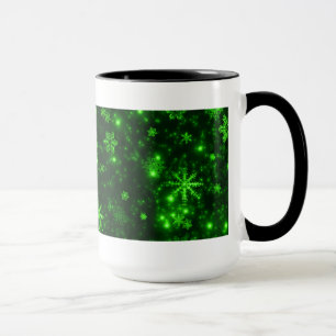Tasse Snowflakes with Green Background