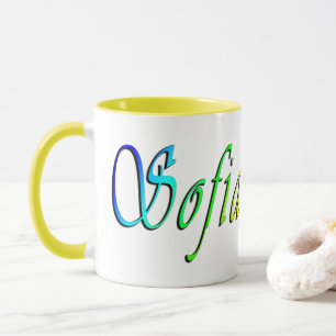 Tasse Sofia, nom, logo coloré multi,
