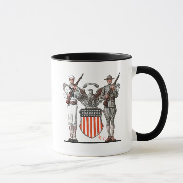 Tasse Soldat, marin et bouclier des États-Unis (Droite)