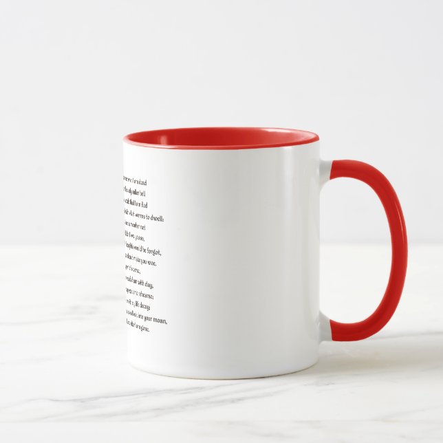 Tasse Sonnet 71 (LXXI) de Shakespeare sur le parchemin (Droite)