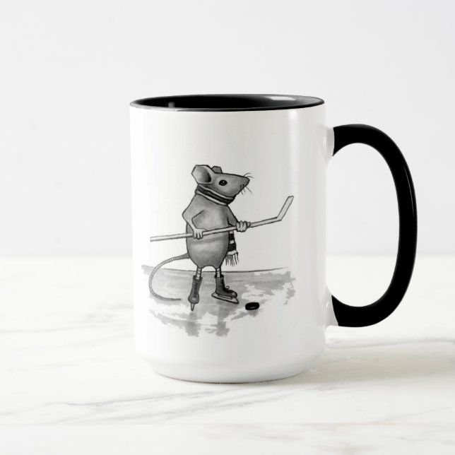 Tasse Souris tenant le bâton de hockey : Dessin au (Droite)