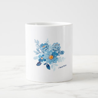 Tasse Spécialiste Florale Aquarelle Bleue Élégante
