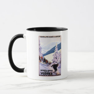 Tasse Spectateurs observant l'affiche de skieur