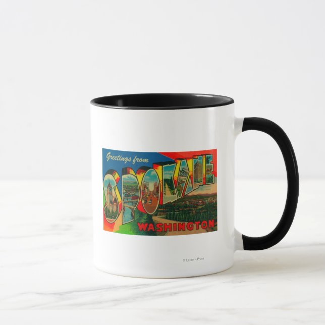 Tasse Spokane, Washington - Scènes de grandes lettres 2 (Droite)