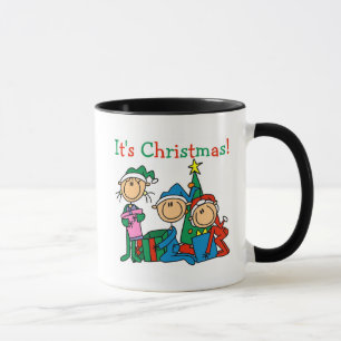 Tasse Stick Figure Enfants C'est Noël Tshirts et cadeaux
