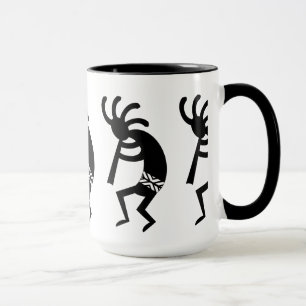 Tasse Sud-ouest noir et blanc Kokopelli