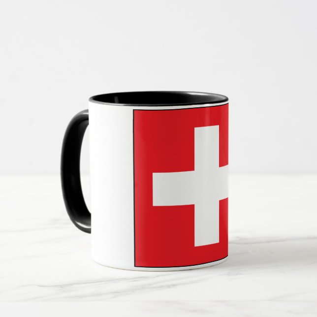 Tasse suisse carrée de drapeau (Devant gauche)