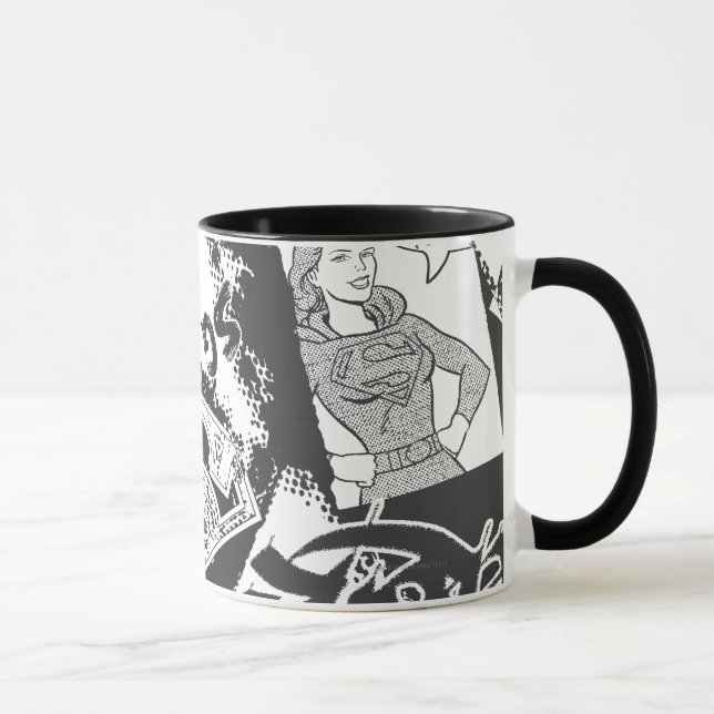Tasse Supergirl noir et blanc collage (Droite)
