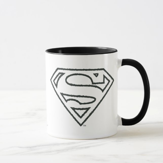 Tasse Superman S-Shield | Logo Grunge Black Outline (Droite)