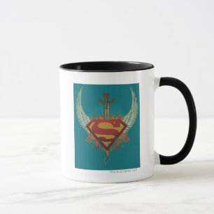 Tasse Superman Stylisé  Logo de l'Arrière - plan Turqu