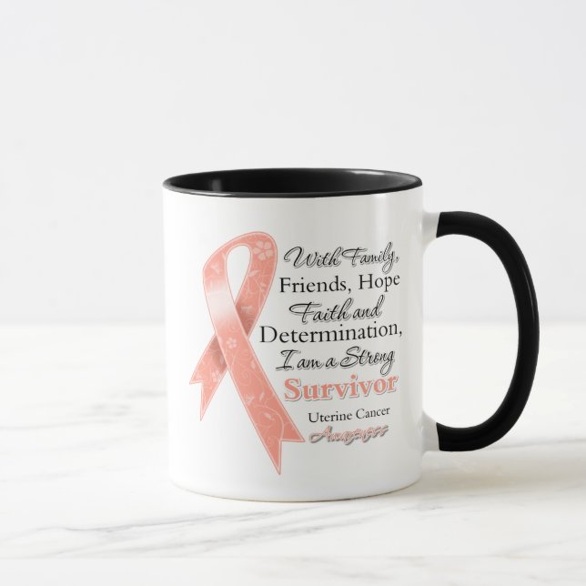 Tasse Survivant fort de soutien utérin de Cancer (Droite)