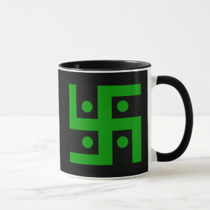 Tasse swastika hindoue (vert sur arrière - plan noir)