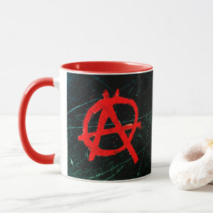 Tasse Symbole d'anarchie rouge grungy