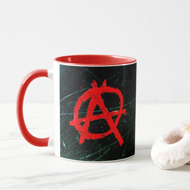 Tasse Symbole d'anarchie rouge grungy (Avec donut)