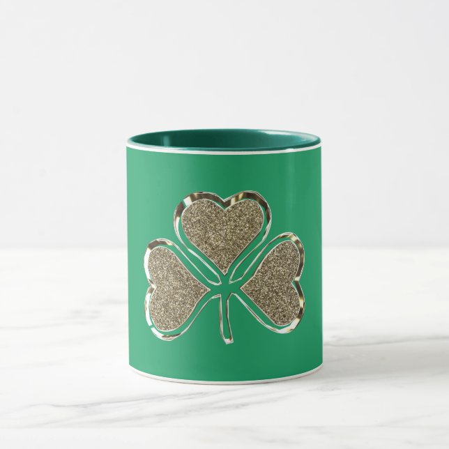 Tasse Symbole irlandais Golden Shamrock Clover Irlande (Centre)