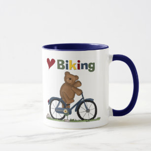 Tasse T-shirts faisants du vélo et cadeaux d'amour bleu
