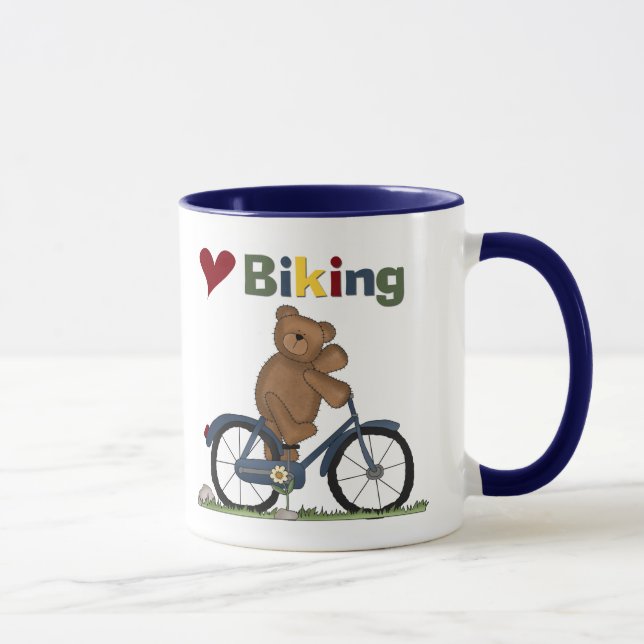 Tasse T-shirts faisants du vélo et cadeaux d'amour bleu (Droite)