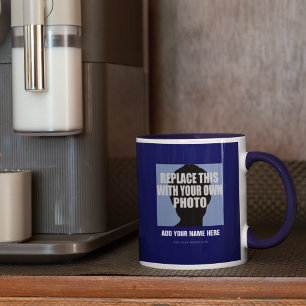 Tasse télécharger votre propre image, créer photo bleue