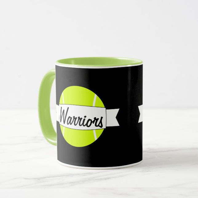 Tasse Tennis Ball Custom Nom de l'équipe ou Text Coffee  (Devant gauche)