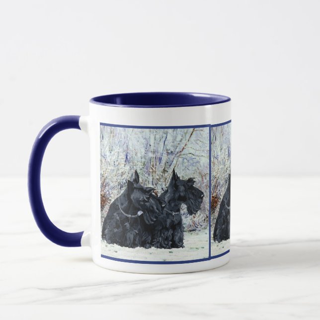 Tasse Terriers écossais en hiver (Gauche)