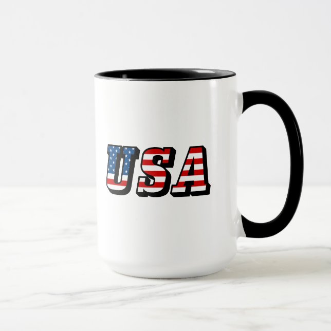 Tasse Texte du drapeau des États-Unis (Droite)