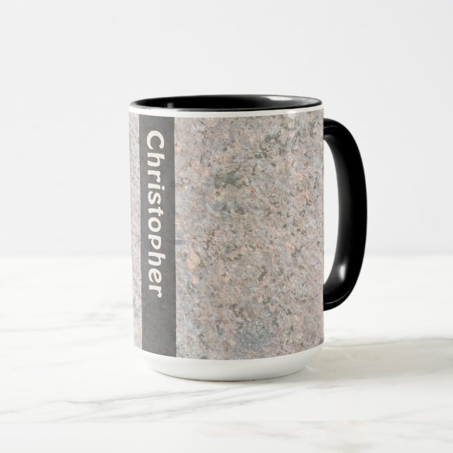 Tasse Texture de roche de géologie avec le nom (Devant droit)