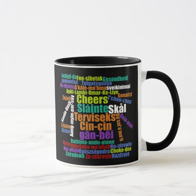 Tasse Toast de joie colorée dans plusieurs langues Word  (Droite)