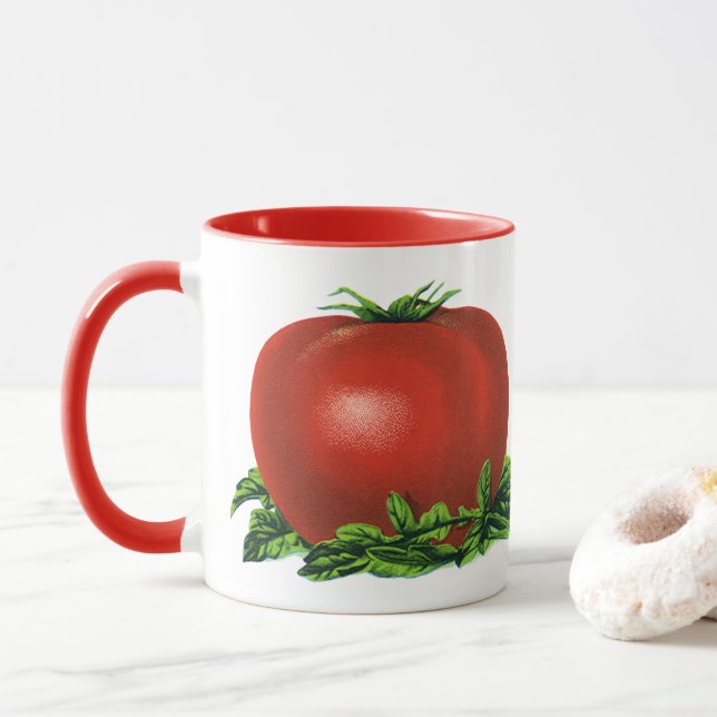 Tasse Tomate rouge vintage, légumes et fruits (Avec donut)