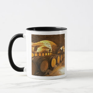 Tasse Tonneaux de chêne dans la cave au Domaine Comte