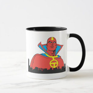 Tasse Tornade rouge derrière le paysage urbain