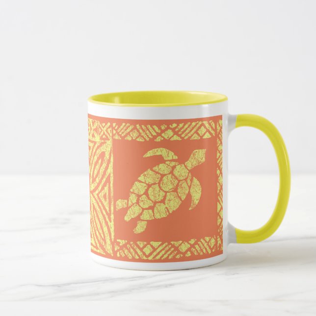 Tasse Tortue primitive hawaïenne de Tapa de Honu (Droite)