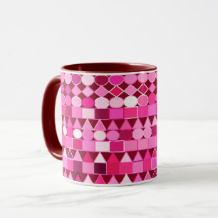 Tasse Tribal moderne géométrique, bordeaux et rose