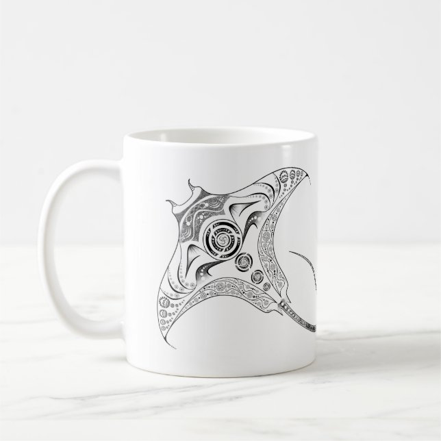 Tasse tribale de Dotwork de rayon de Manta (Gauche)