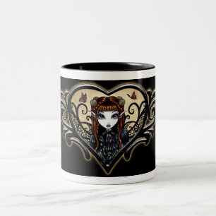 Tasse tribale noire de Faery de coeur de la