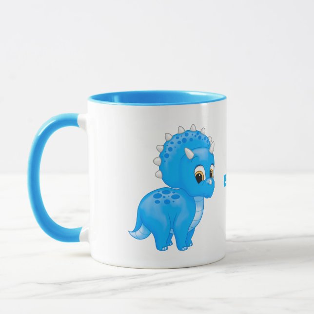 Tasse Tricératops Bébé Bleu Cute Dinosaur (Gauche)