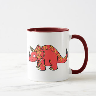 Tasse Triceratops rouge fâché - Dinosaur-gifts.com