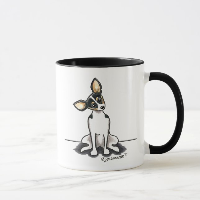 Tasse Tricolore Rat Terrier Assis Plutôt (Droite)