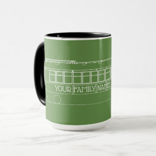 Tasse TROLLEY TRAIN STREETCAR white +YOUR FAMILY NAME